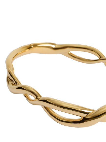 Monica Vinader Ochre Twisted Bangle, Gold - view 2, Gold