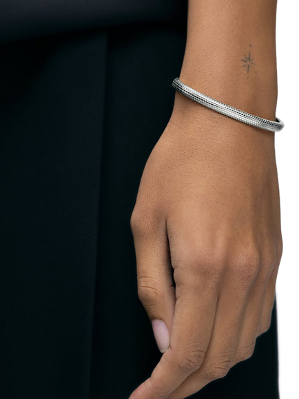 Monica Vinader Heirloom Sterling Silver Textured Bangle - view 2, Silver