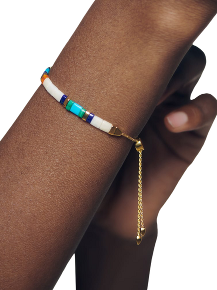 Monica Vinader Delphi Multi Gem Beaded Friendship Bracelet, White - view 2, White