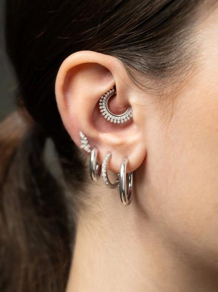 Tish Lyon Polished Hoop Earrings - view 2, Platinum