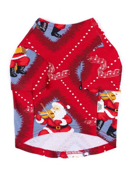 Chelsea Peers Pets Christmas Santa Songbook Print Pyjama T-Shirt, Red Multi - view 2, Red Multi