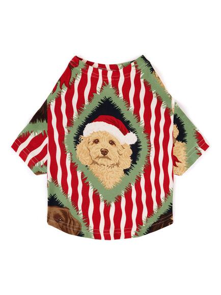 Chelsea Peers Pets Christmas Chip & Friends Stripe Print Pyjama T-Shirt, Red Multi, Red Multi