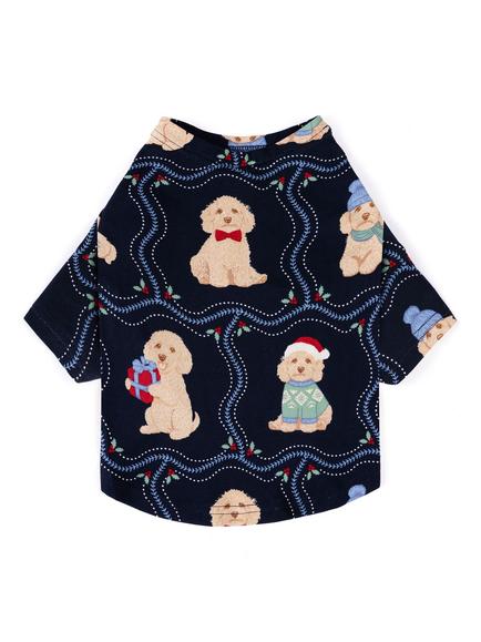 Chelsea Peers Pets Christmas Chip the Cockapoo Portraits Print Pyjama T-Shirt, Navy Multi, Navy Multi