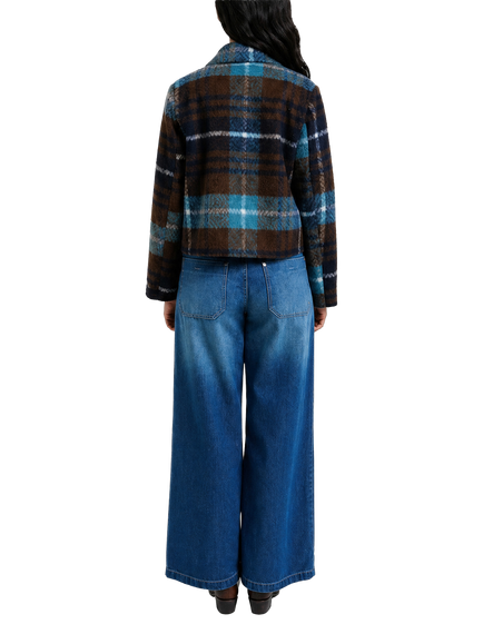 Smith & Soul Check Short Jacket, Navy/Chocolate - view 2, Navy/Chocolate
