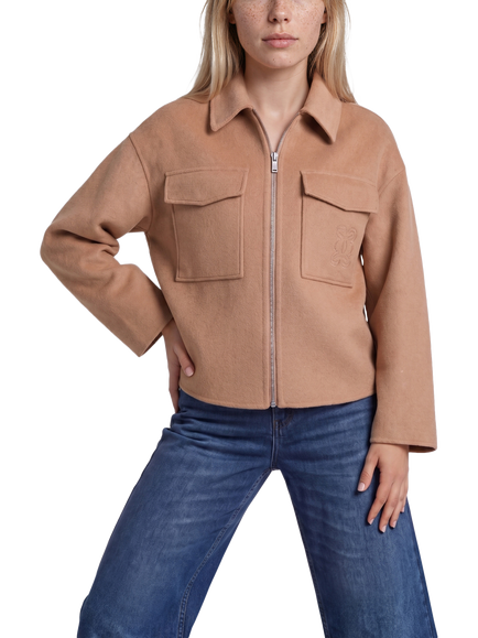 Smith & Soul Wool Blend Zip Through Short Jacket, Toffee, Toffee