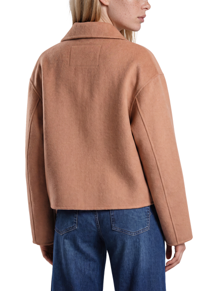 Smith & Soul Wool Blend Zip Through Short Jacket, Toffee - view 2, Toffee