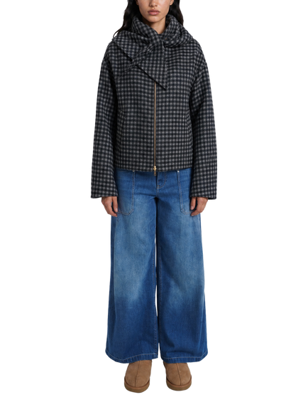 Smith & Soul Detachable Scarf Collar Wool Blend Collarless Jacket, Marine, Marine