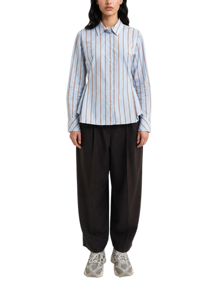 Smith & Soul Striped Cotton Shirt, Light Blue/Camel, Light Blue/Camel