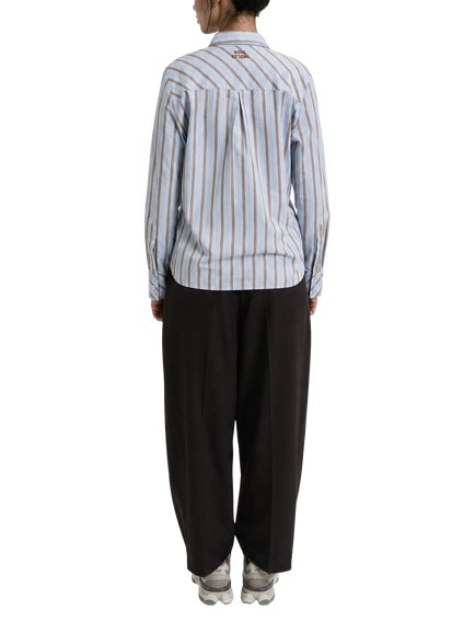 Smith & Soul Striped Cotton Shirt, Light Blue/Camel - view 2, Light Blue/Camel