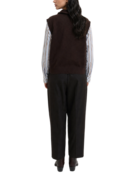 Smith & Soul Wool Blend Neck Tie Sleeveless Knit Tank, Dark Chocolate - view 2, Dark Chocolate