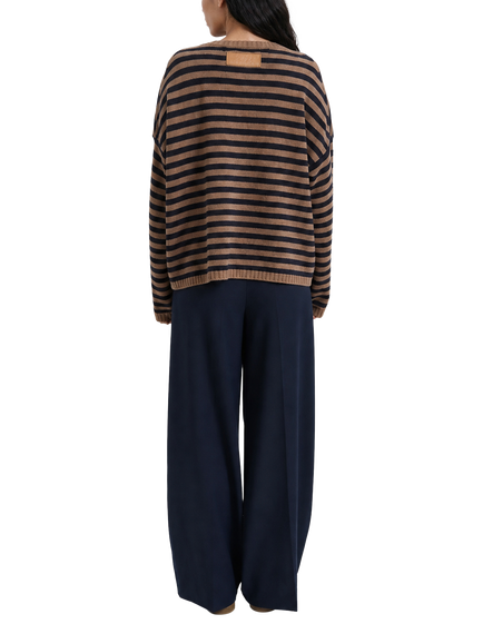 Smith & Soul Oversized Striped With Cashmere Pullover Jumper, Toffee Print - view 2, Toffee Print