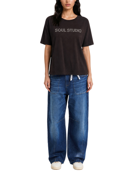 Smith & Soul Chrome Soul Studio Slogan Relaxed T-Shirt, Dark Chocolate, Dark Chocolate