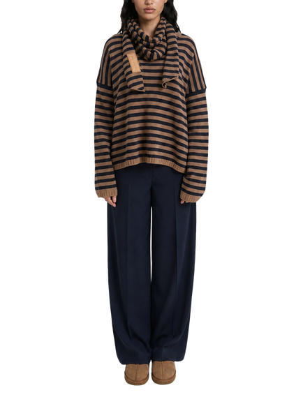 Smith & Soul Stripe With Cashmere Long Scarf, Toffee Print - view 2, Toffee Print