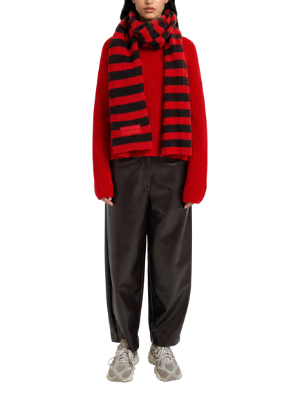 Smith & Soul Striped Cotton Blend Knit Scarf, Love Red - view 2, Love Red