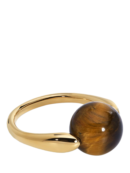 Monica Vinader Kate Young Round Tigers Eye Ring, Gold