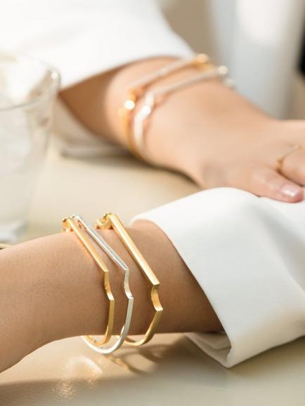 Monica Vinader Diamond Slim Bangle, White - view 2, White