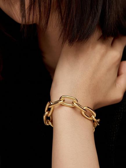 Monica Vinader Kate Young Bold Link Chain Bracelet, Gold - view 2, Gold