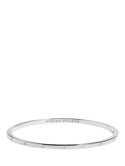 Monica Vinader Essential Lab Diamond Station Bangle, Silver, Silver