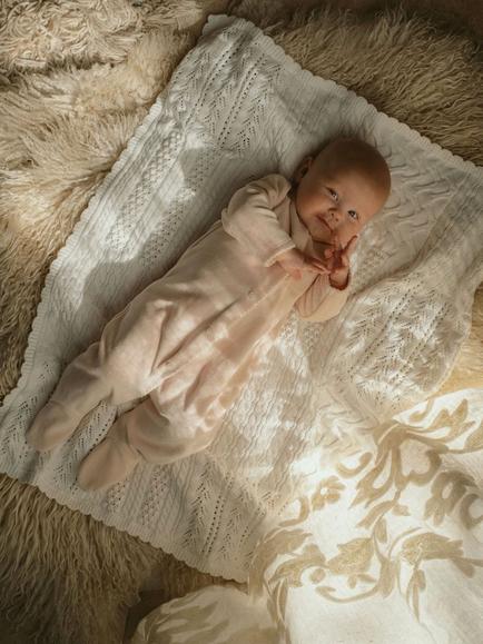 Oat & Marl Baby Patchwork Blanket, White - view 2, White