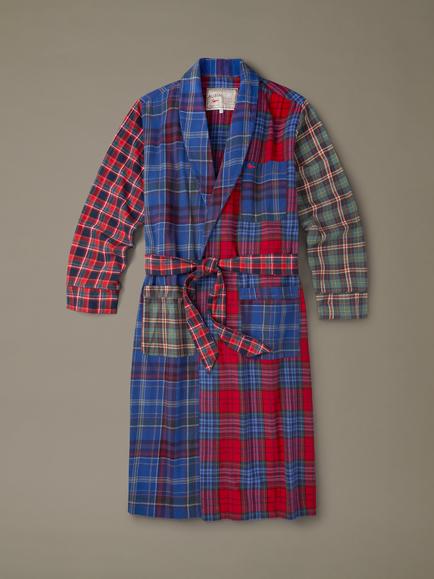Aubin Rupert Check Cotton Flannel Dressing Gown, Multi, Multi
