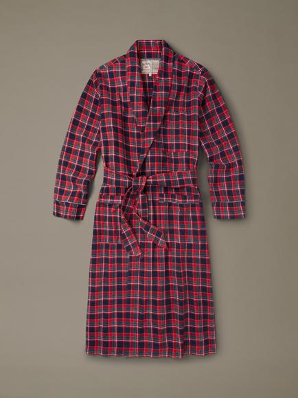 Aubin Rupert Cotton Flannel Check Dressing Gown, Red, Red