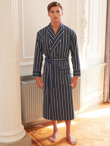 British Boxers Windsor Dressing Gown, Blue/Multi, Blue Multi