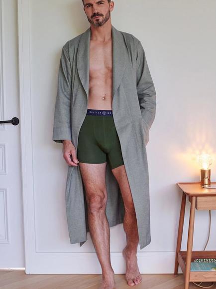 British Boxers Men's Brushed Cotton Herringbone Dressing Gown, Orkney, Orkney
