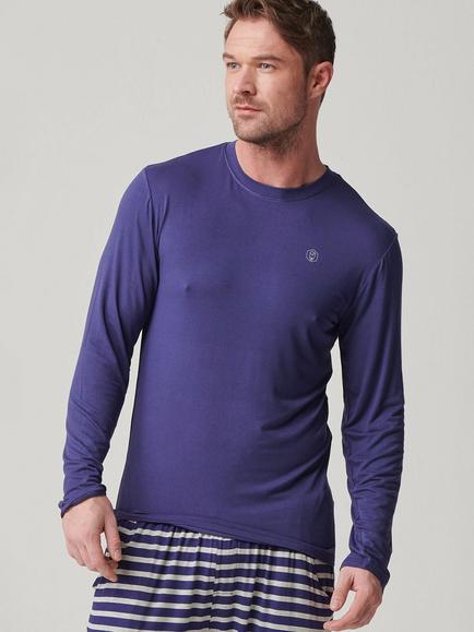 British Boxers Bamboo Long Sleeve T-Shirts, Pack of 2, Navy And Grey - view 2, Navy And Grey