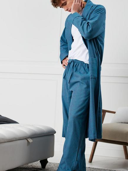 British Boxers Brushed Cotton Herringbone Dressing Gown, Stornoway, Stornoway
