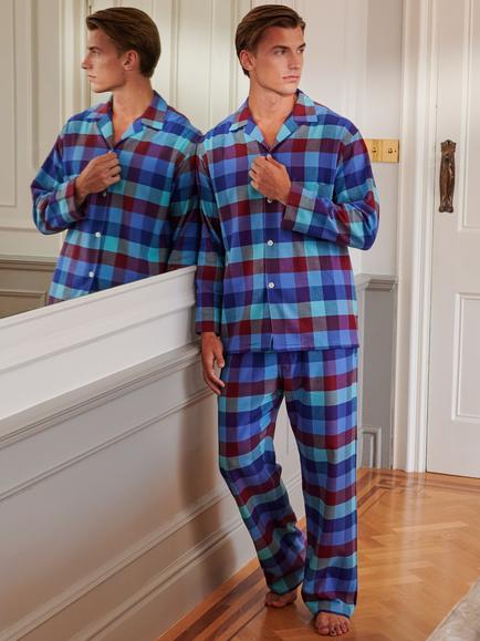 British Boxers Brushed Cotton Check Pyjama Set, Lerwick - view 2, Lerwick