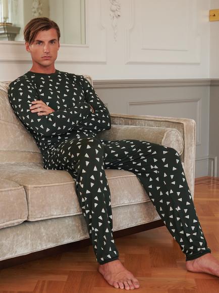British Boxers Bamboo Pyjama Set, Evergreen Star - view 2, Evergreen Star