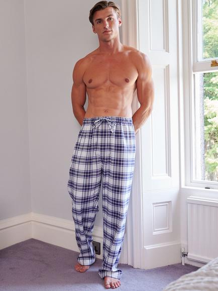British Boxers Brushed Cotton Tartan Pyjama Trousers, Bute Blue, Bute Blue