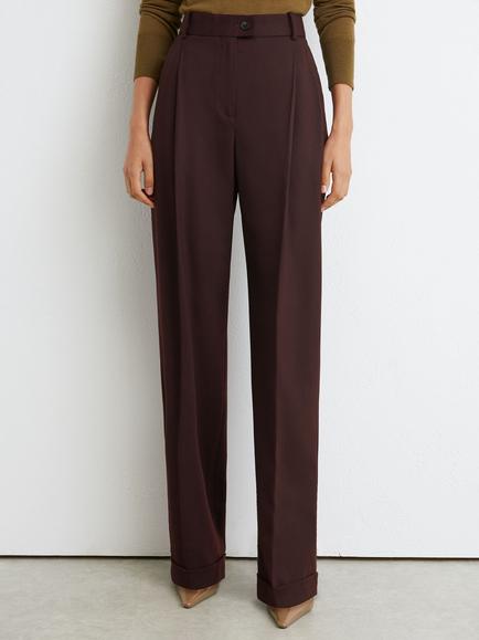 Reiss Leisel Mid Rise Tailored Straight Leg Trousers, Aubergine, Dark Aubergine