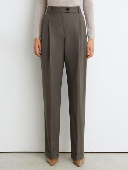 Reiss Leisel Wool Rich Wide Leg Pleated Suit Trousers, Sage Green, Sage Green