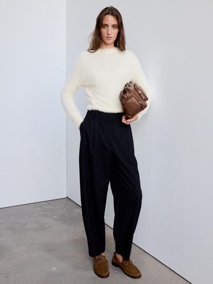 Mango Crew Neck Plush Jumper, Raw, Raw