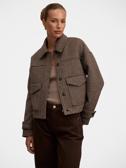 Forever New Kaylee Check Wool Blend Jacket, Micro Check, Micro Check