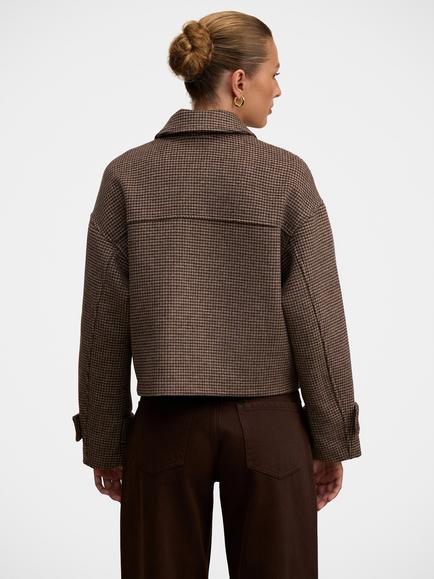 Forever New Kaylee Check Wool Blend Jacket, Micro Check - view 2, Micro Check