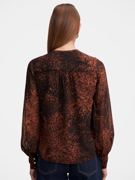 Forever New Rinna Printed Long Sleeve Blouse, Flecked Spot - view 2, Flecked Spot