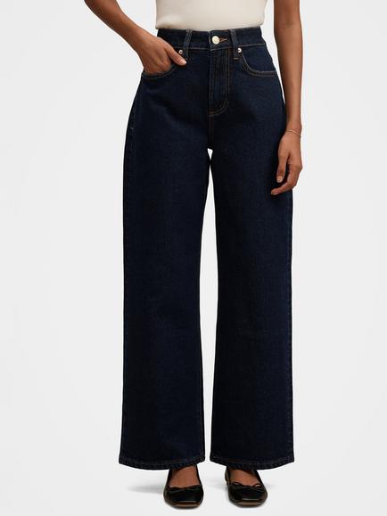 Forever New Petite Nicki Mid Rise Straight Leg Jeans, Dark Indigo