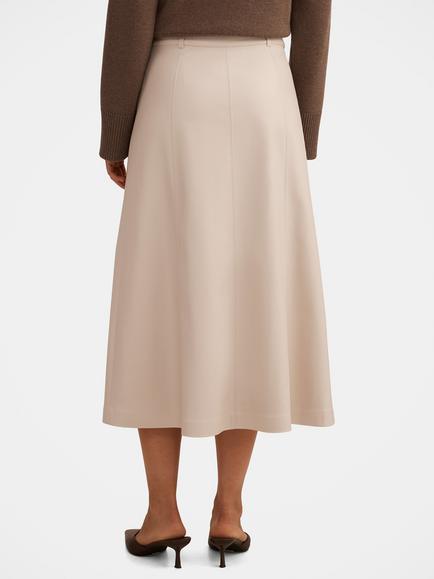 Forever New Isla Vegan Leather Flared Midi Skirt - view 2, Bone