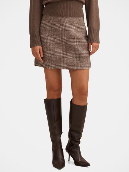 Forever New Molly Check Mini Skirt, Mid Brown Check Set, Mid Brown Check Set
