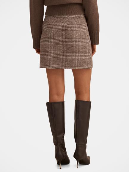 Forever New Molly Check Mini Skirt, Mid Brown Check Set - view 2, Mid Brown Check Set