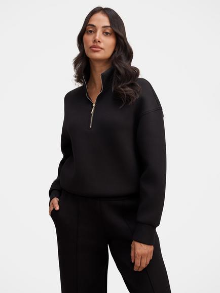 Forever New Hattie Zip Neck Jumper, Black, Black