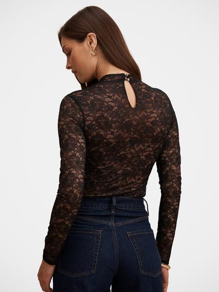 Forever New Bea Lace Bodysuit Top, Black - view 2, Black