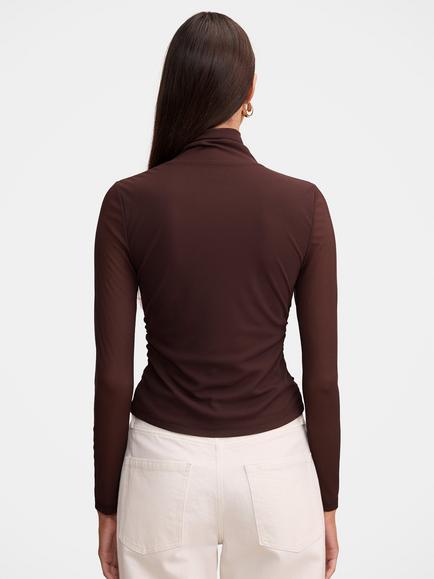 Forever New Halston Roll Neck Long Sleeve Top, Chocolate Freckle - view 2, Chocolate Freckle