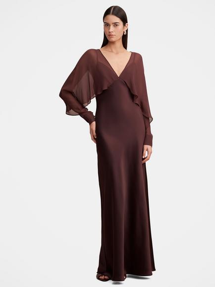Forever New Electra Cape Maxi Dress, Dark Chocolate, Dark Chocolate