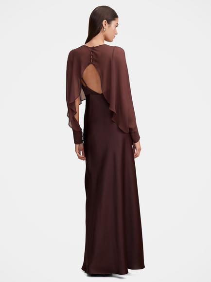 Forever New Electra Cape Maxi Dress, Dark Chocolate - view 2, Dark Chocolate