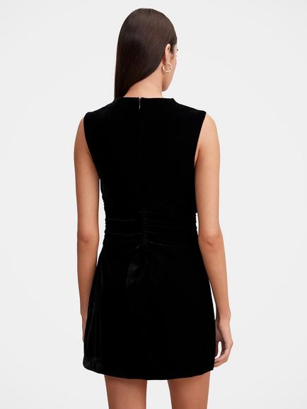 Forever New Iris Velvet High Neck Mini Dress, Black - view 2, Black