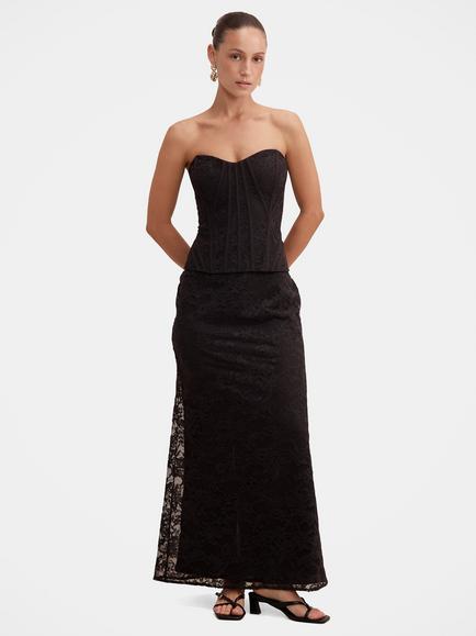Forever New Myla Lace A-Line Strapless Maxi Dress, Black