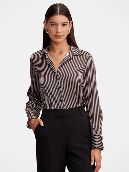 Forever New Harvey Long Sleeve Stripe Shirt, Baxter Stripe, Baxter Stripe